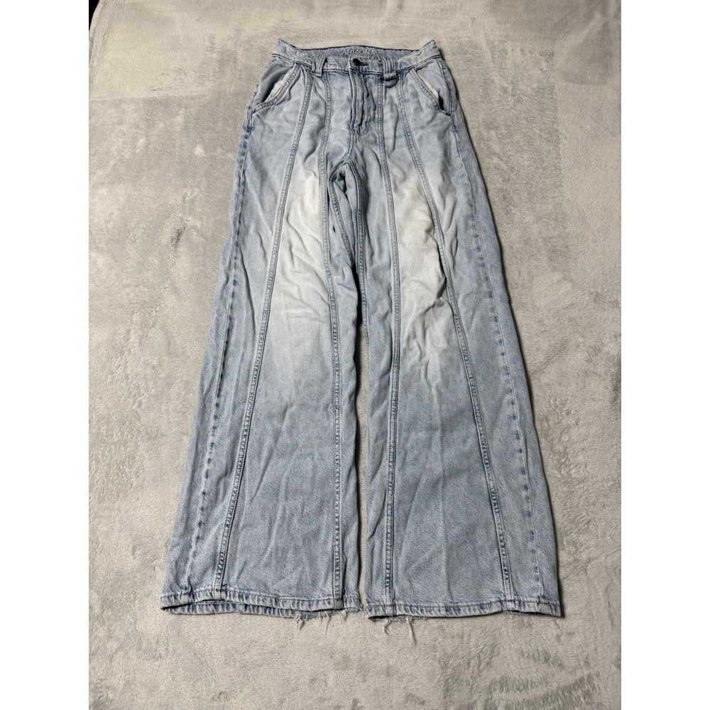 Arizona Jeans Womens 4 Blue High Rise Wide Leg Denim Light Wash 25x29